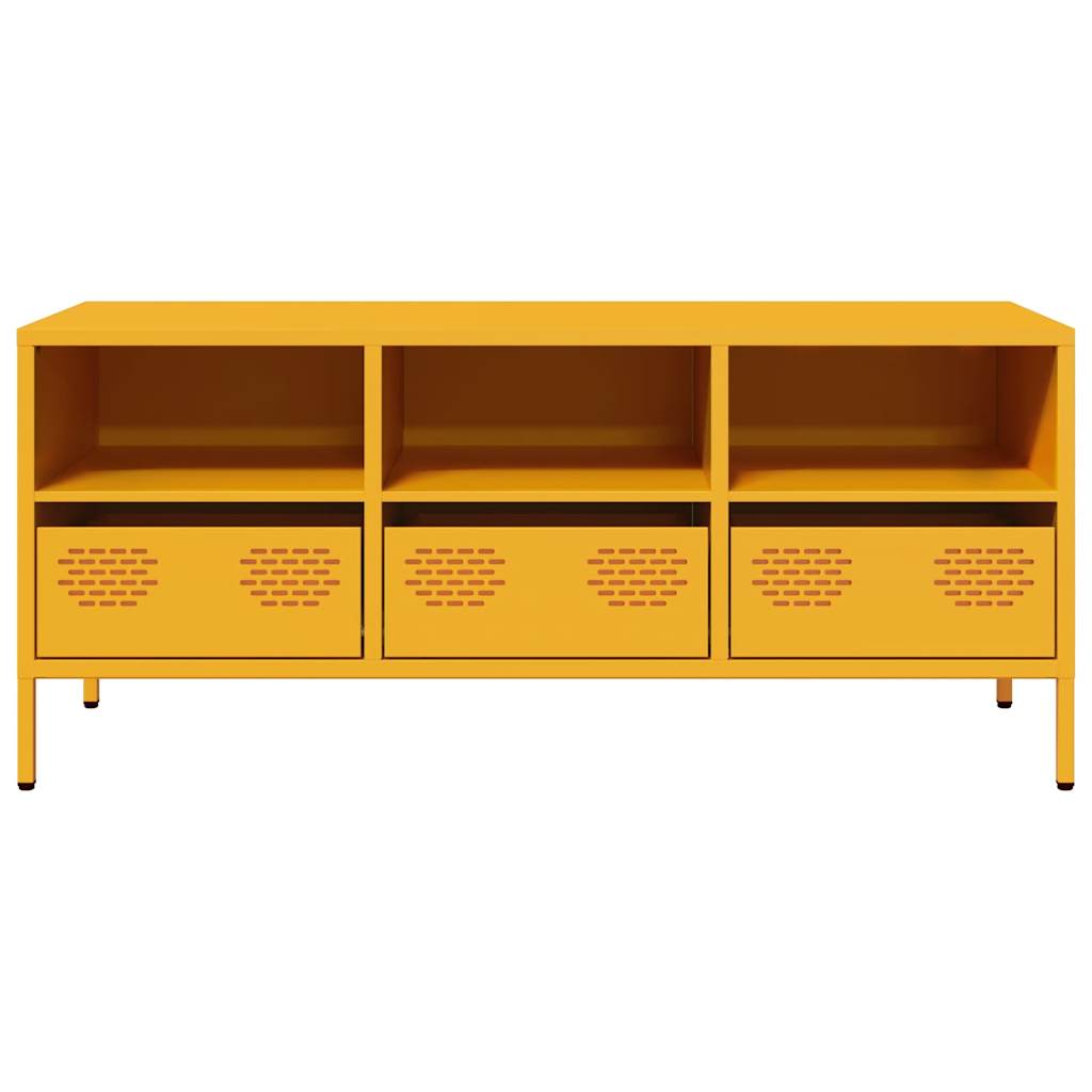 vidaXL Szafka RTV, żółta, 101,5x39x43,5 cm, stal walcowana na zimno