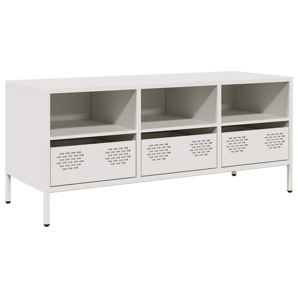 vidaXL Szafka RTV, biała, 101,5x39x43,5 cm, stal walcowana na zimno