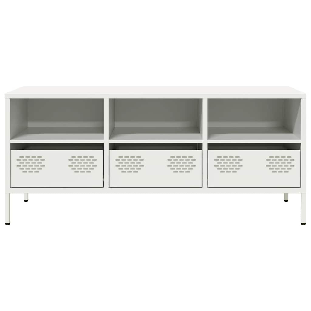 vidaXL Szafka RTV, biała, 101,5x39x43,5 cm, stal walcowana na zimno