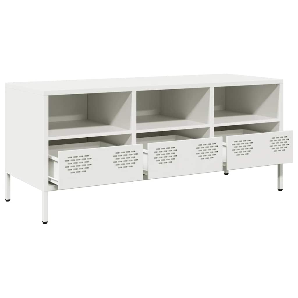 vidaXL Szafka RTV, biała, 101,5x39x43,5 cm, stal walcowana na zimno
