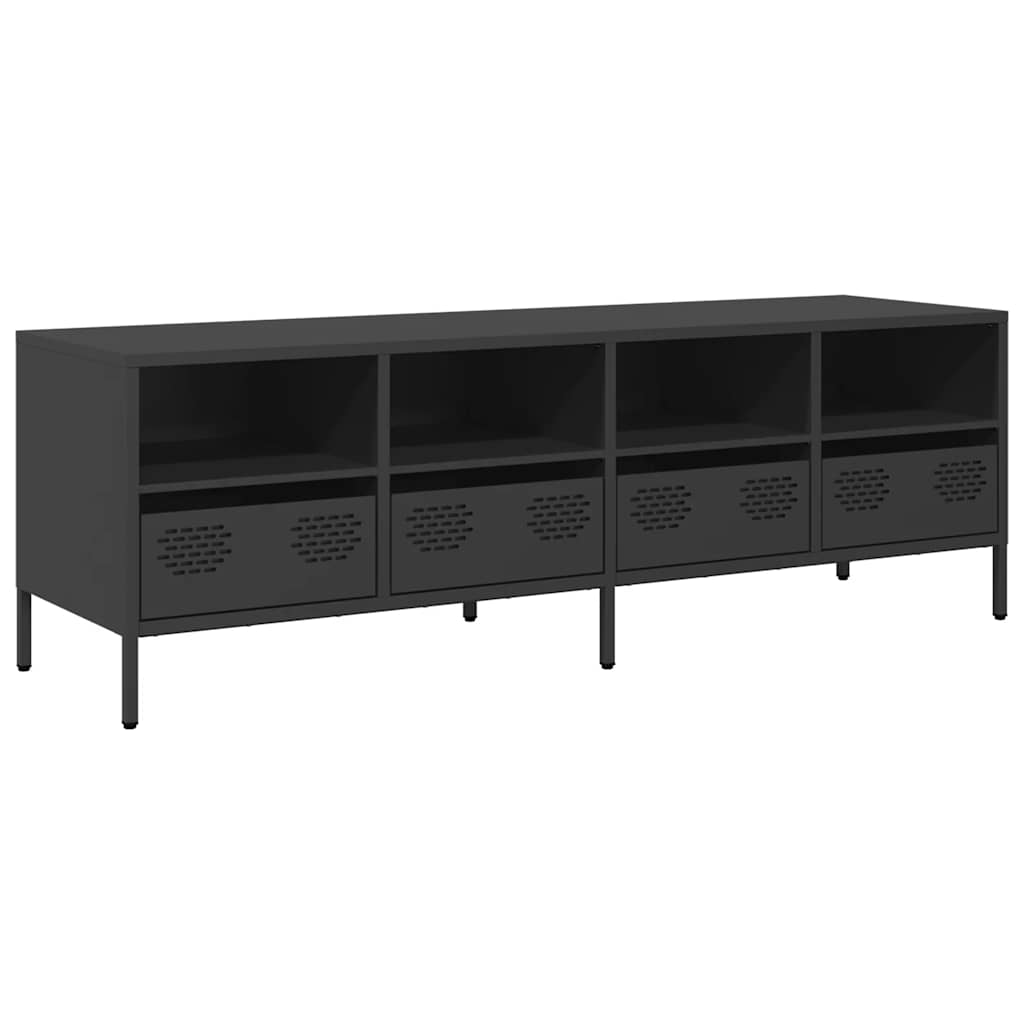vidaXL Szafka RTV, czarna, 135x39x43,5 cm, stal walcowana na zimno