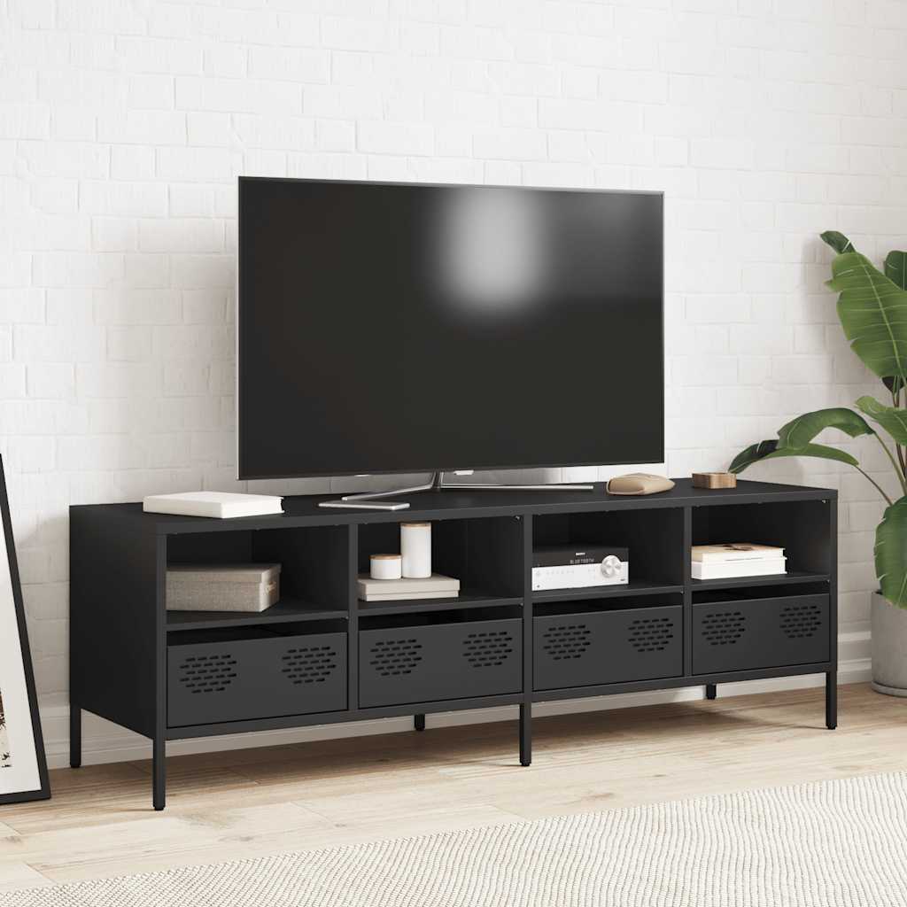 vidaXL Szafka RTV, czarna, 135x39x43,5 cm, stal walcowana na zimno