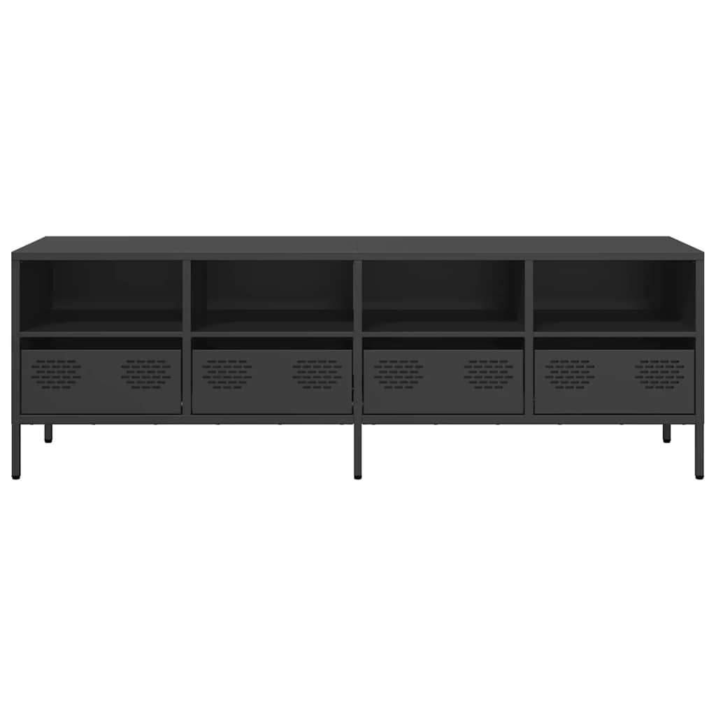 vidaXL Szafka RTV, czarna, 135x39x43,5 cm, stal walcowana na zimno