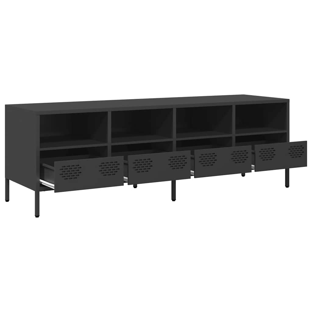 vidaXL Szafka RTV, czarna, 135x39x43,5 cm, stal walcowana na zimno