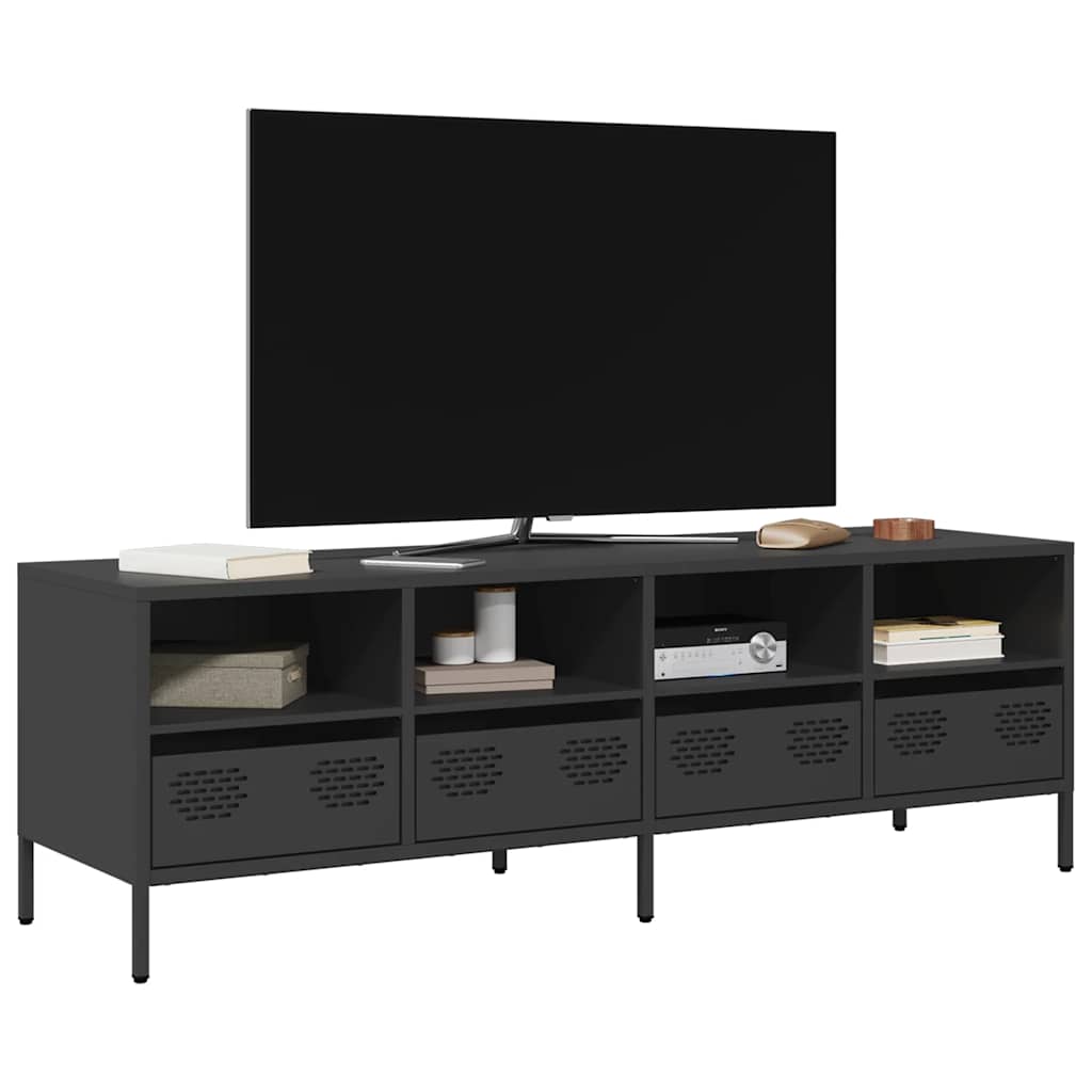 vidaXL Szafka RTV, czarna, 135x39x43,5 cm, stal walcowana na zimno
