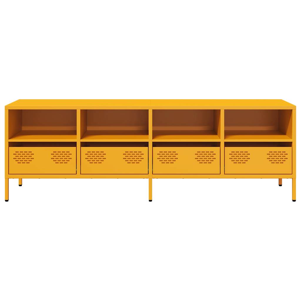 vidaXL Szafka RTV, żółta, 135x39x43,5 cm, stal walcowana na zimno