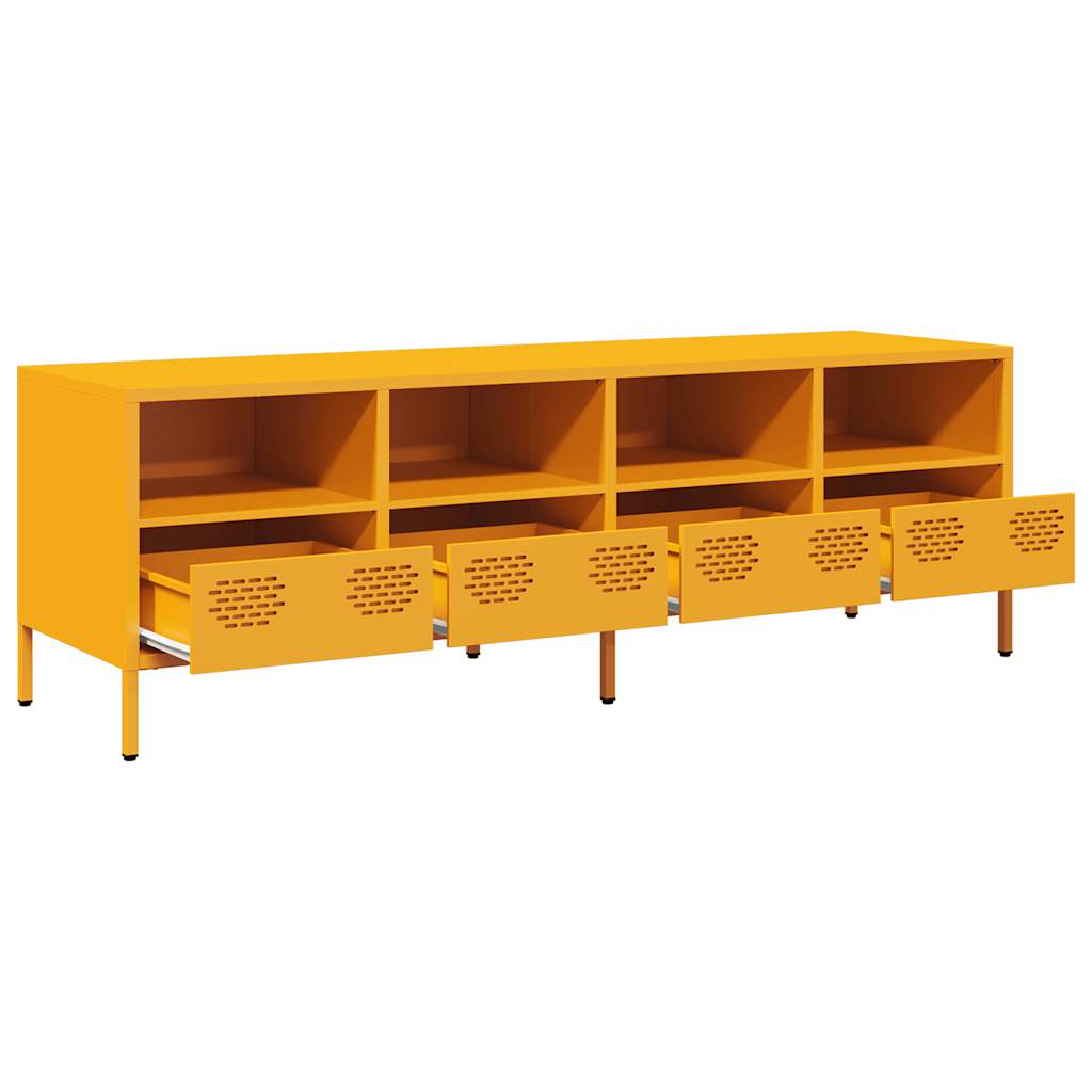 vidaXL Szafka RTV, żółta, 135x39x43,5 cm, stal walcowana na zimno