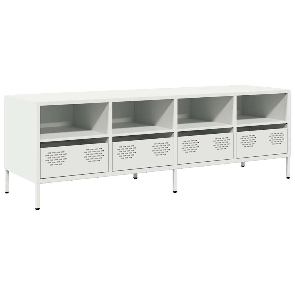 vidaXL Szafka RTV, biała, 135x39x43,5 cm, stal walcowana na zimno