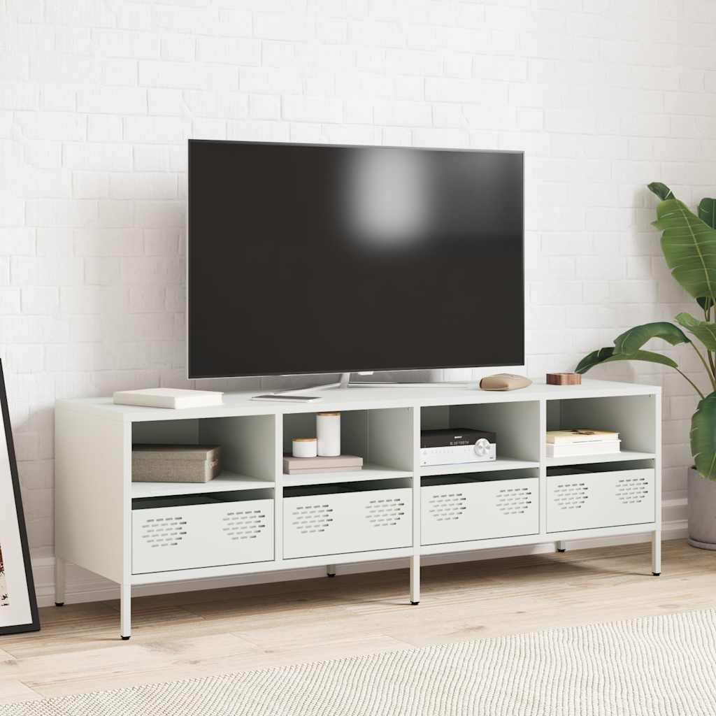 vidaXL Szafka RTV, biała, 135x39x43,5 cm, stal walcowana na zimno