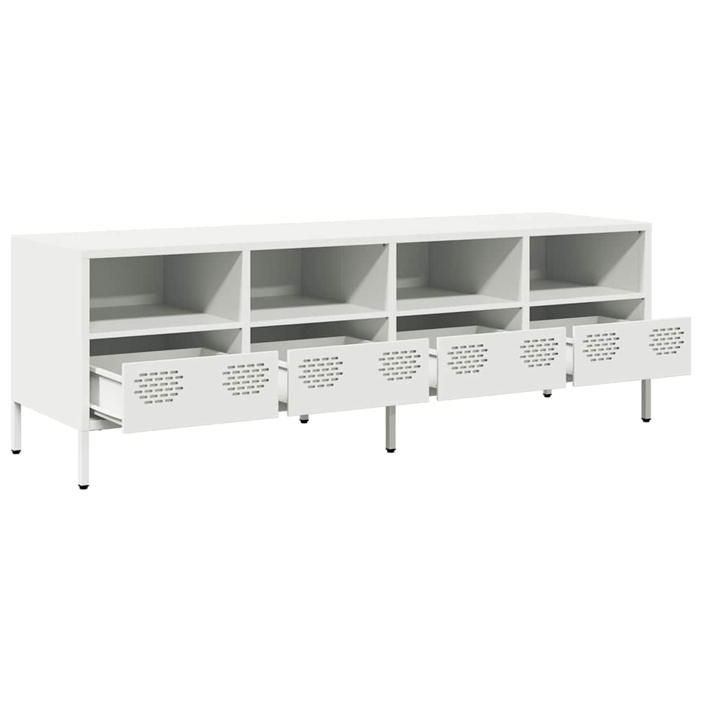 vidaXL Szafka RTV, biała, 135x39x43,5 cm, stal walcowana na zimno