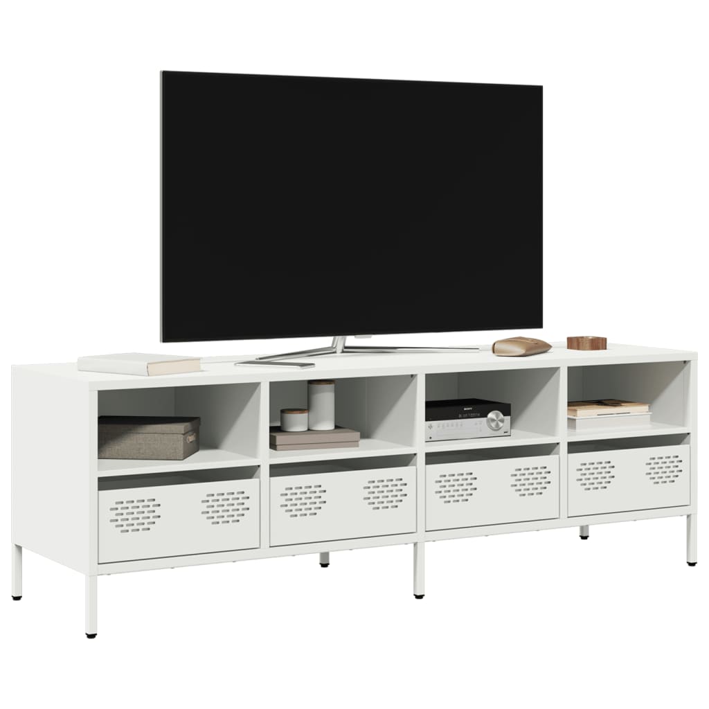 vidaXL Szafka RTV, biała, 135x39x43,5 cm, stal walcowana na zimno