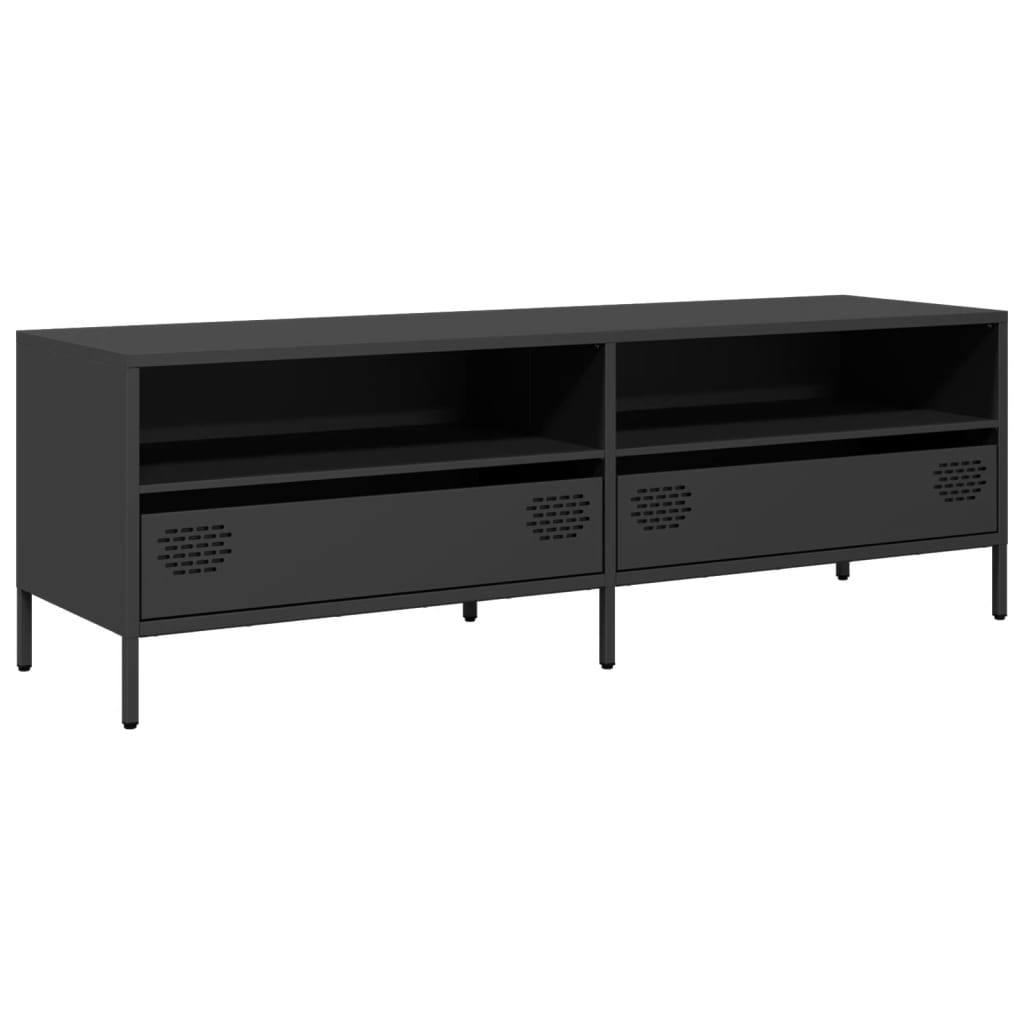 vidaXL Szafka RTV, czarna, 135x39x43,5 cm, stal walcowana na zimno