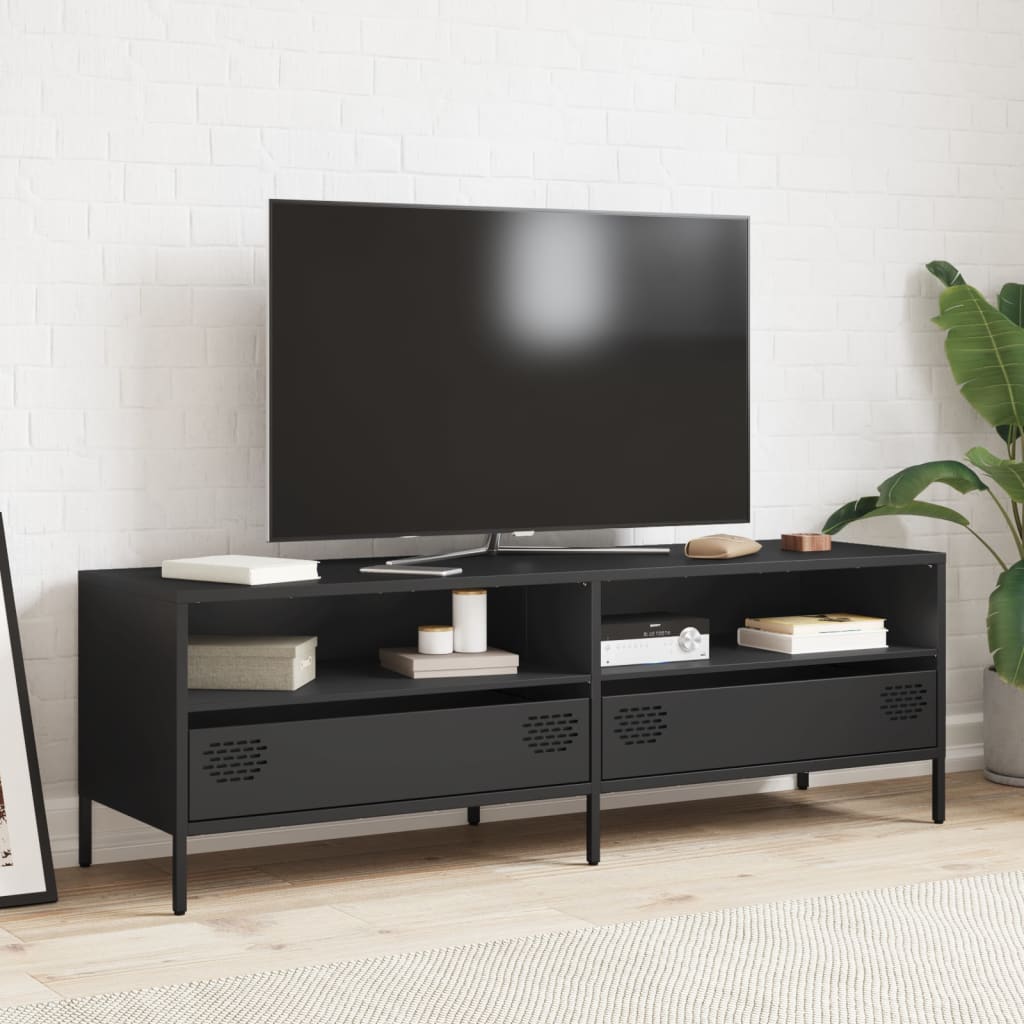 vidaXL Szafka RTV, czarna, 135x39x43,5 cm, stal walcowana na zimno