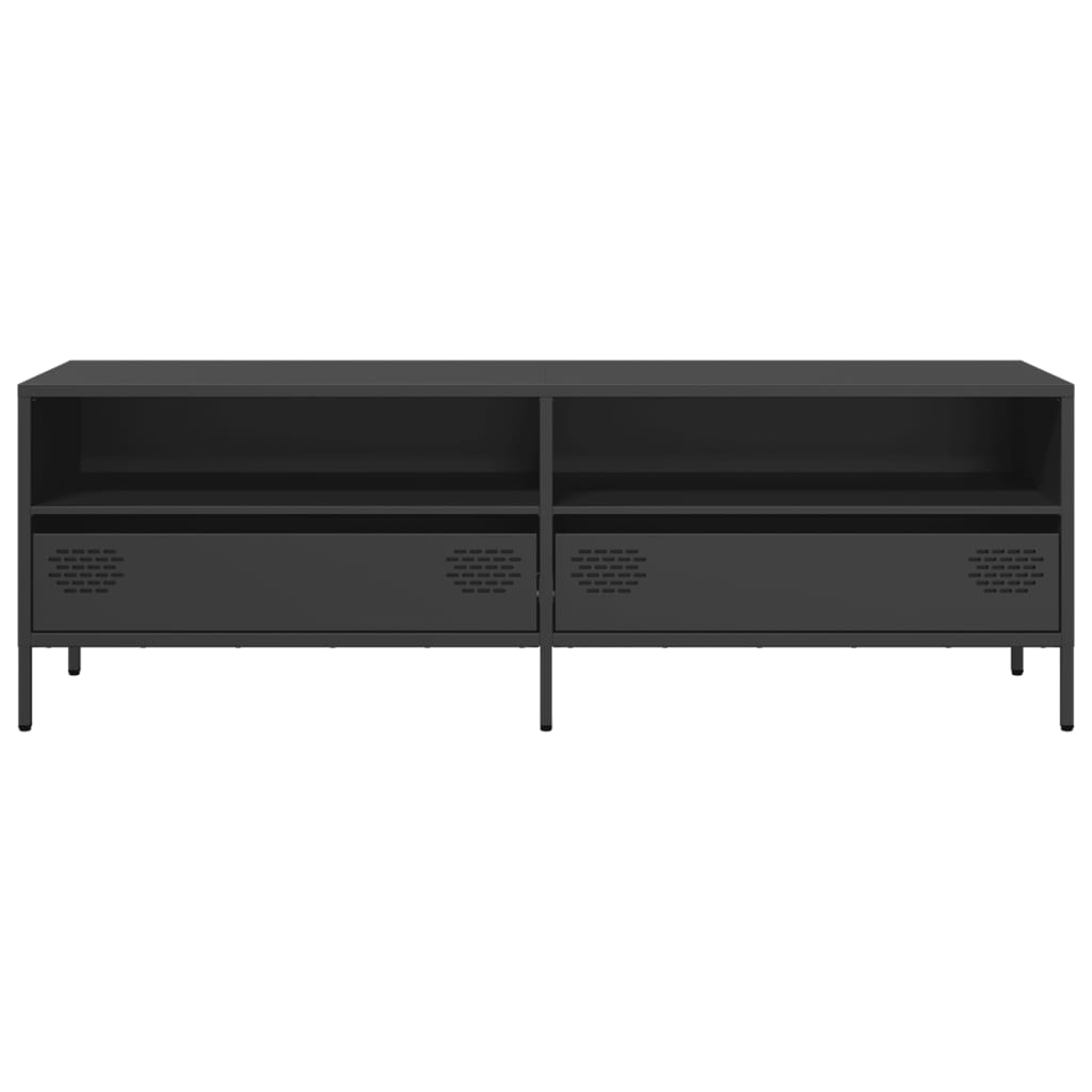 vidaXL Szafka RTV, czarna, 135x39x43,5 cm, stal walcowana na zimno