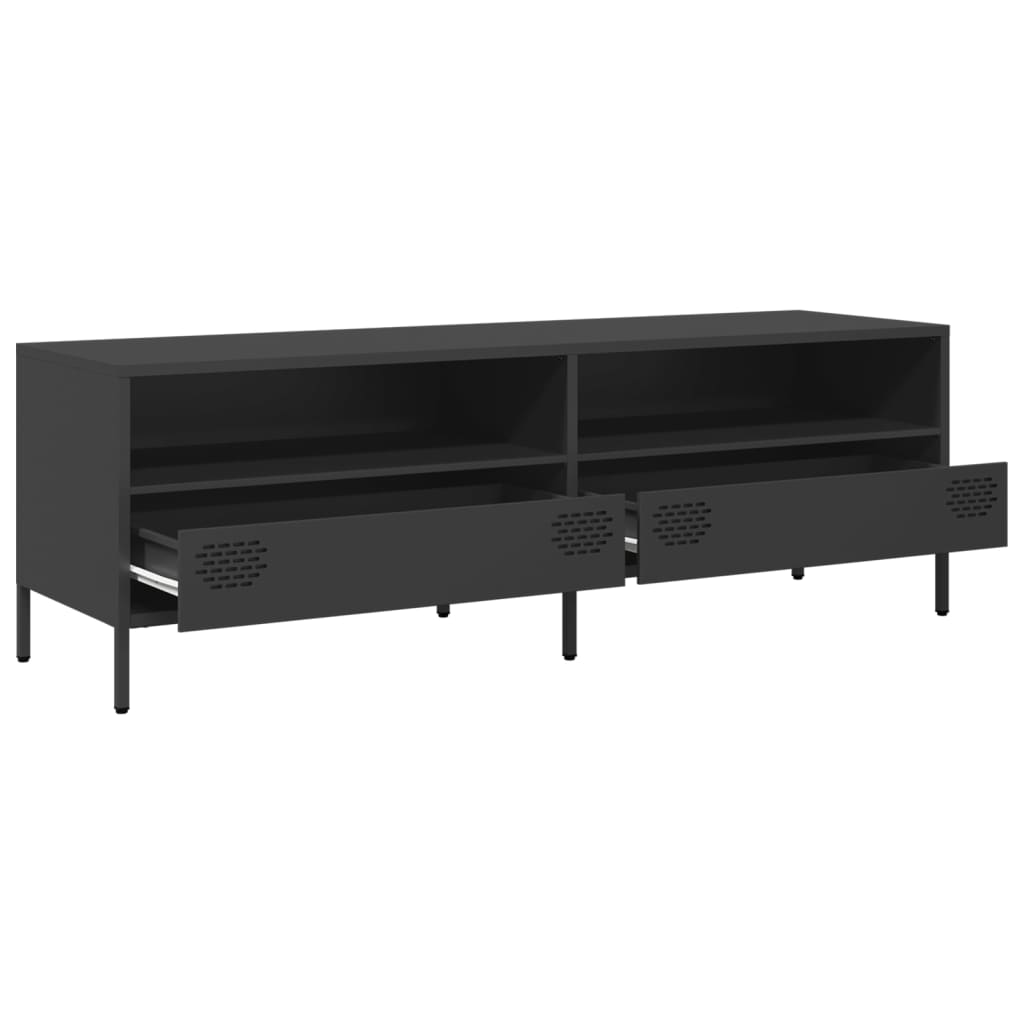 vidaXL Szafka RTV, czarna, 135x39x43,5 cm, stal walcowana na zimno