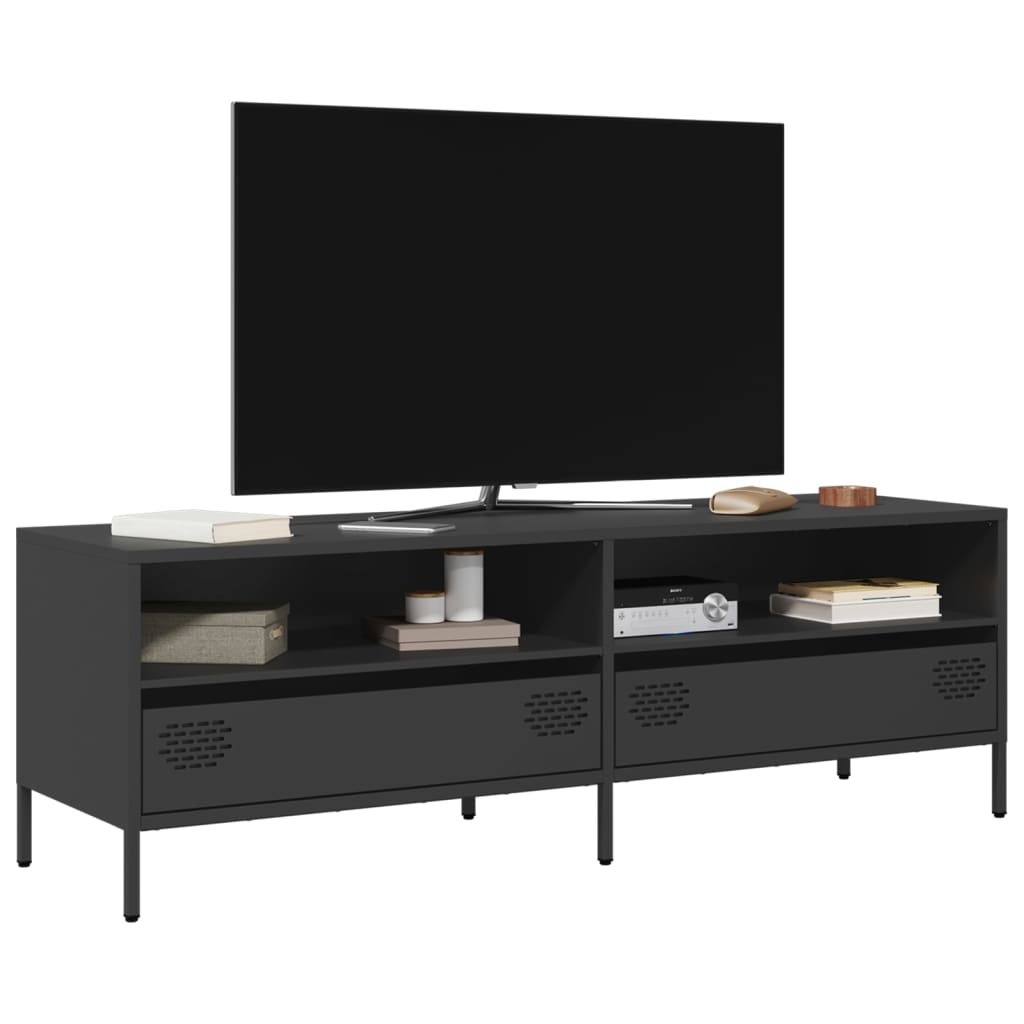 vidaXL Szafka RTV, czarna, 135x39x43,5 cm, stal walcowana na zimno