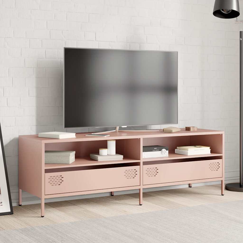 vidaXL Szafka RTV, różowa, 135x39x43,5 cm, stal walcowana na zimno