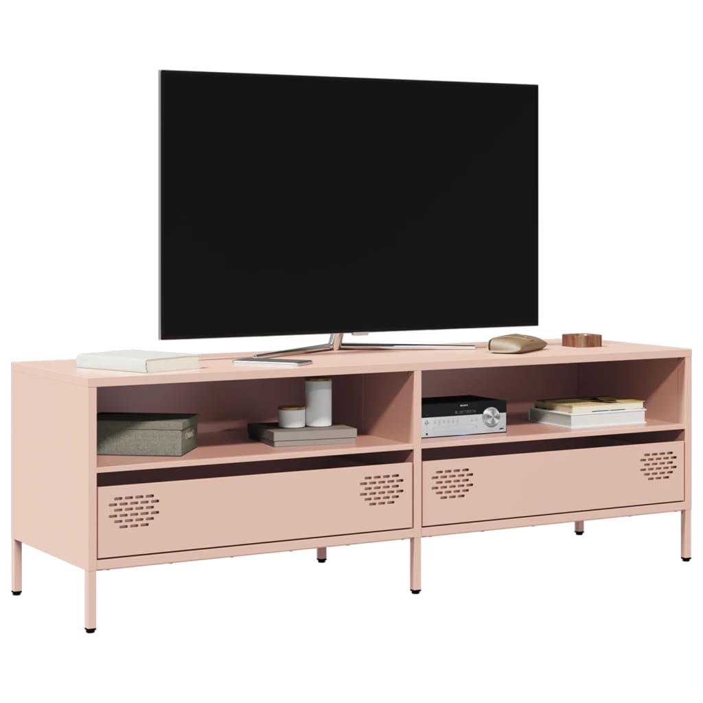 vidaXL Szafka RTV, różowa, 135x39x43,5 cm, stal walcowana na zimno