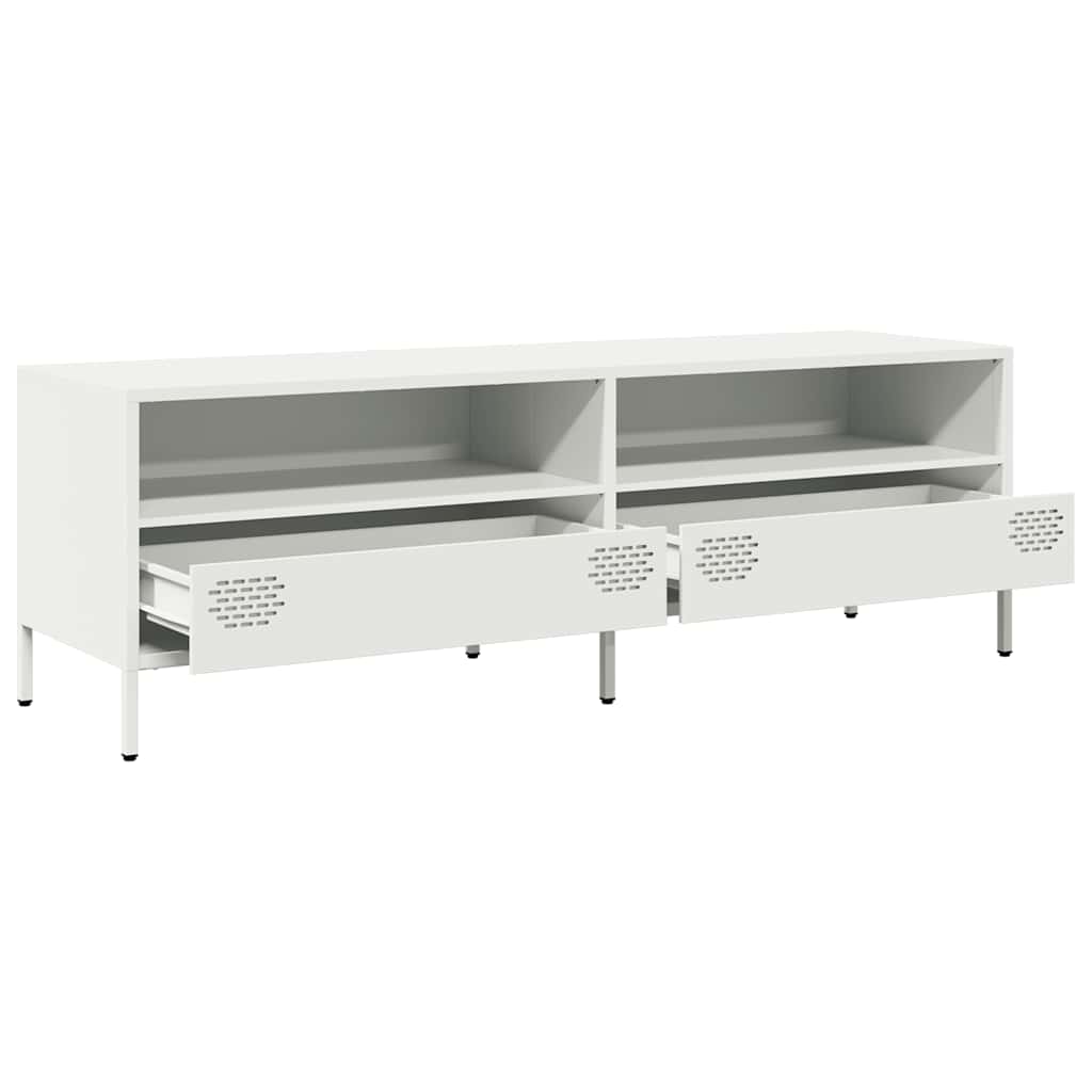 vidaXL Szafka RTV, biała, 135x39x43,5 cm, stal walcowana na zimno