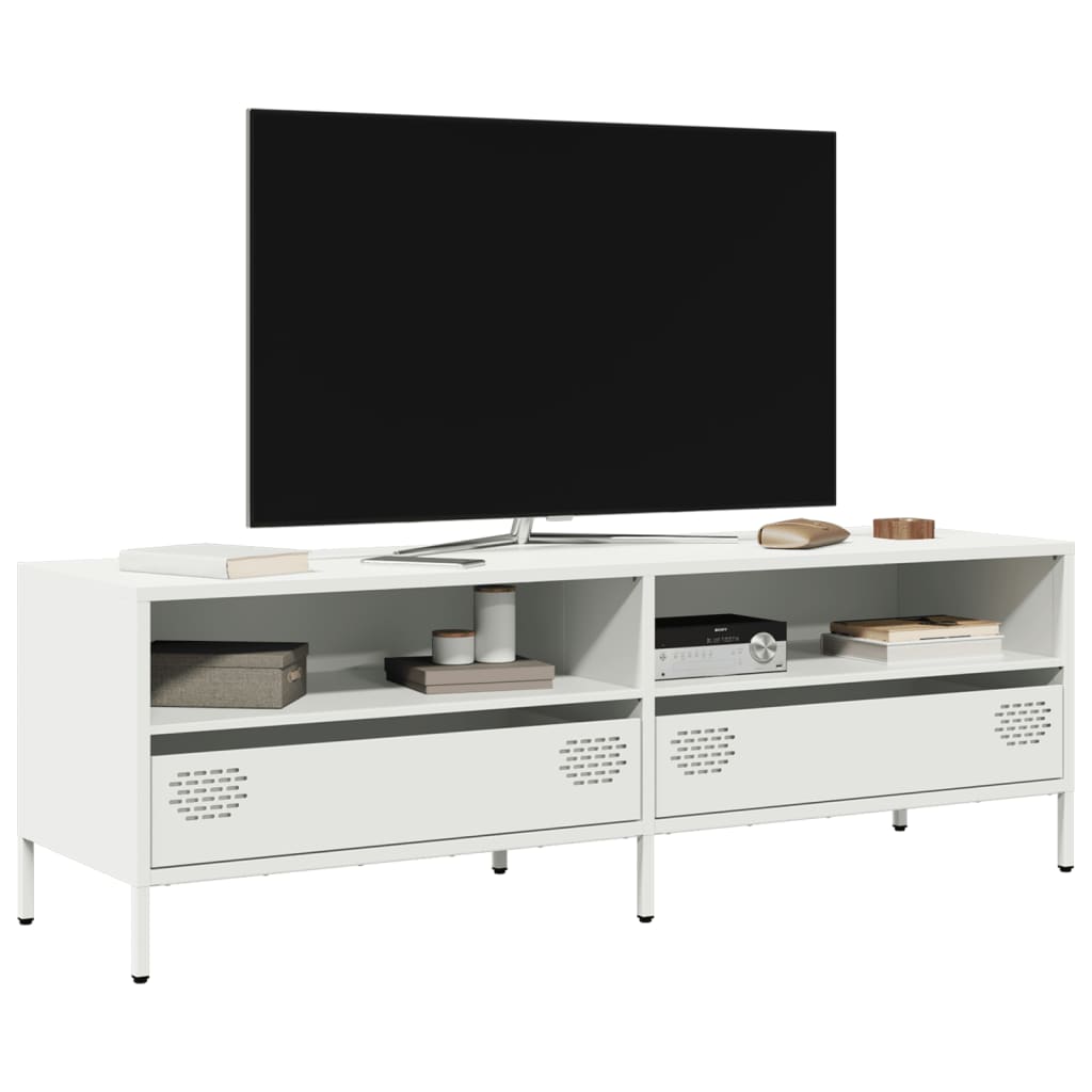 vidaXL Szafka RTV, biała, 135x39x43,5 cm, stal walcowana na zimno