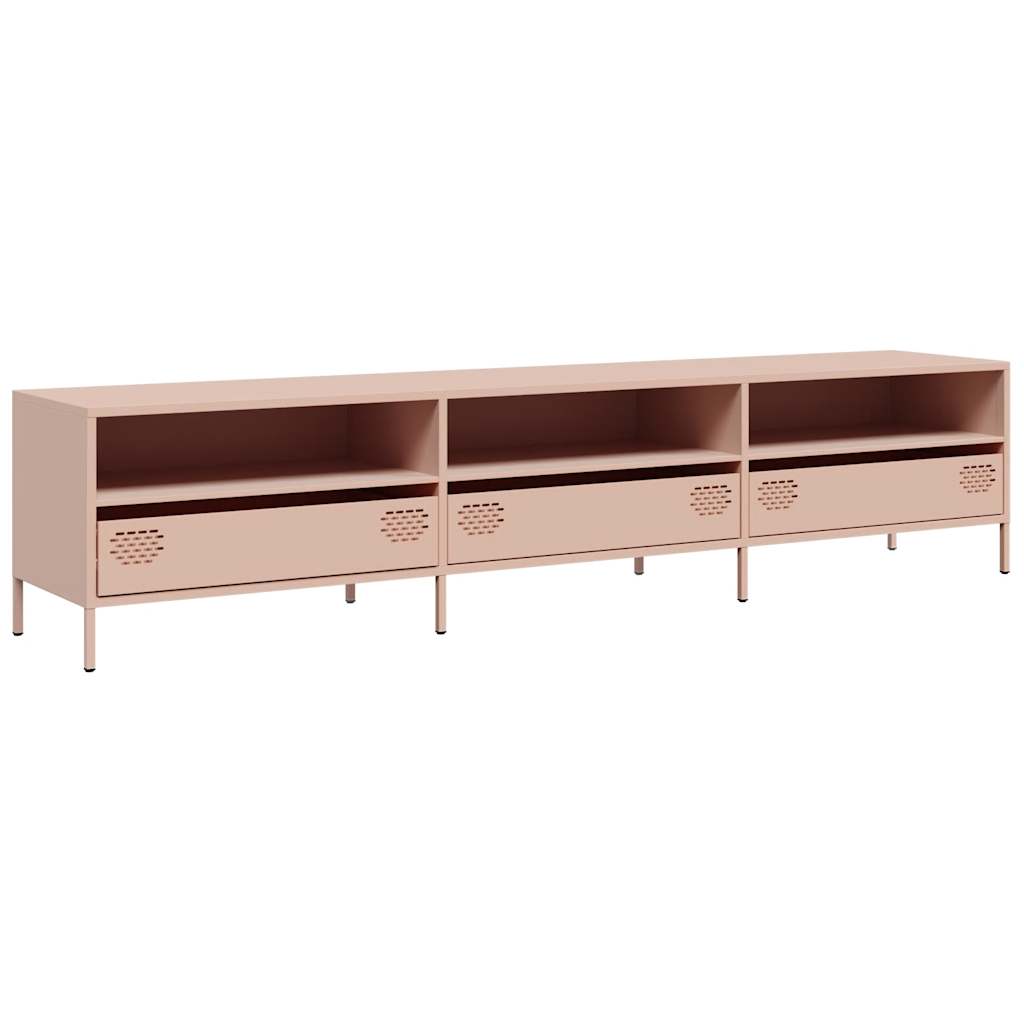 vidaXL Szafka RTV, różowa, 202x39x43,5 cm, stal walcowana na zimno