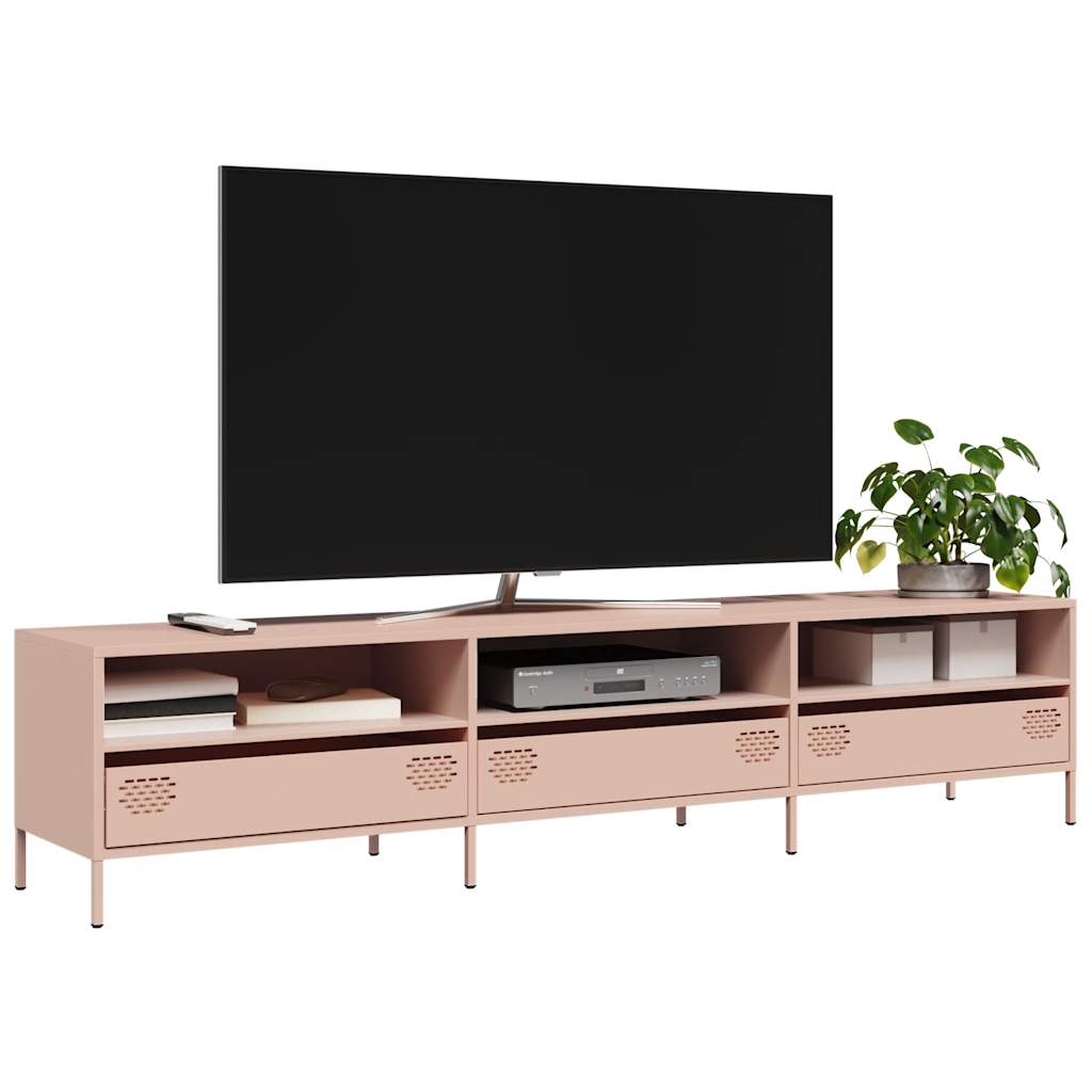 vidaXL Szafka RTV, różowa, 202x39x43,5 cm, stal walcowana na zimno
