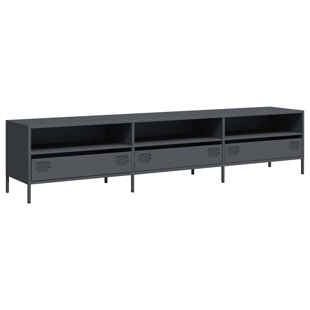 vidaXL Szafka RTV, czarna, 202x39x43,5 cm, stal walcowana na zimno