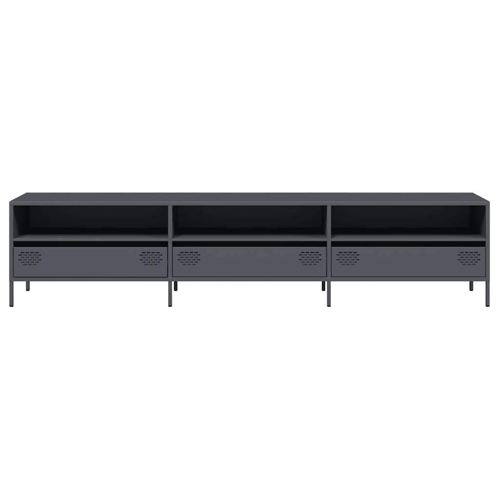 vidaXL Szafka RTV, czarna, 202x39x43,5 cm, stal walcowana na zimno