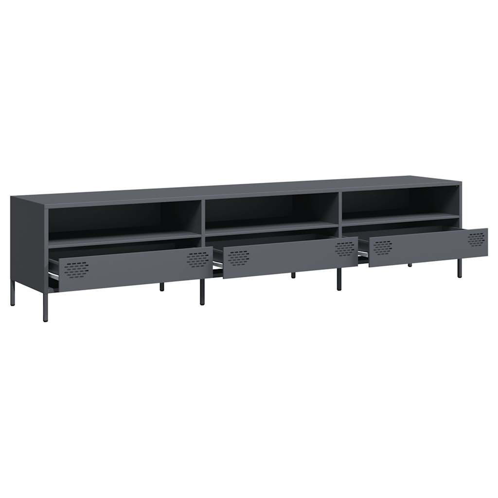 vidaXL Szafka RTV, czarna, 202x39x43,5 cm, stal walcowana na zimno