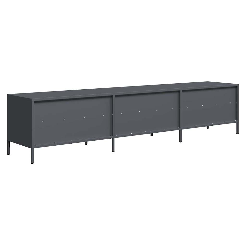 vidaXL Szafka RTV, czarna, 202x39x43,5 cm, stal walcowana na zimno
