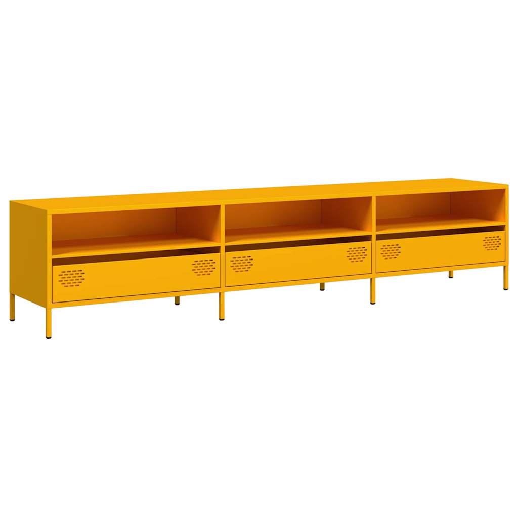 vidaXL Szafka RTV, żółta, 202x39x43,5 cm, stal walcowana na zimno