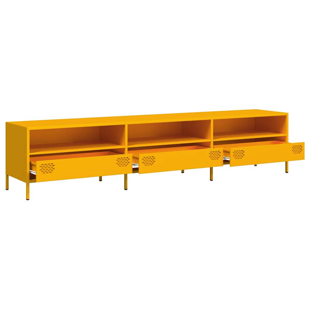 vidaXL Szafka RTV, żółta, 202x39x43,5 cm, stal walcowana na zimno