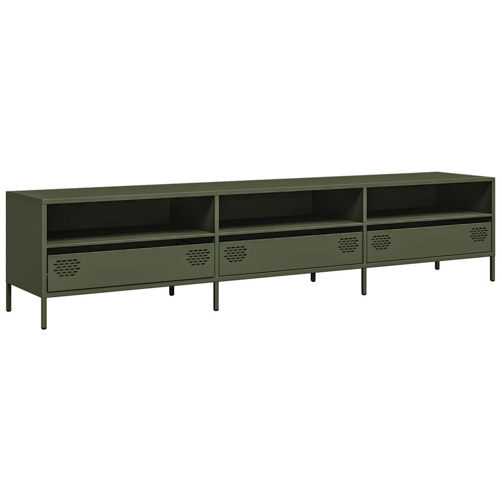 vidaXL Szafka RTV, oliwkowa, 202x39x43,5 cm, stal walcowana na zimno