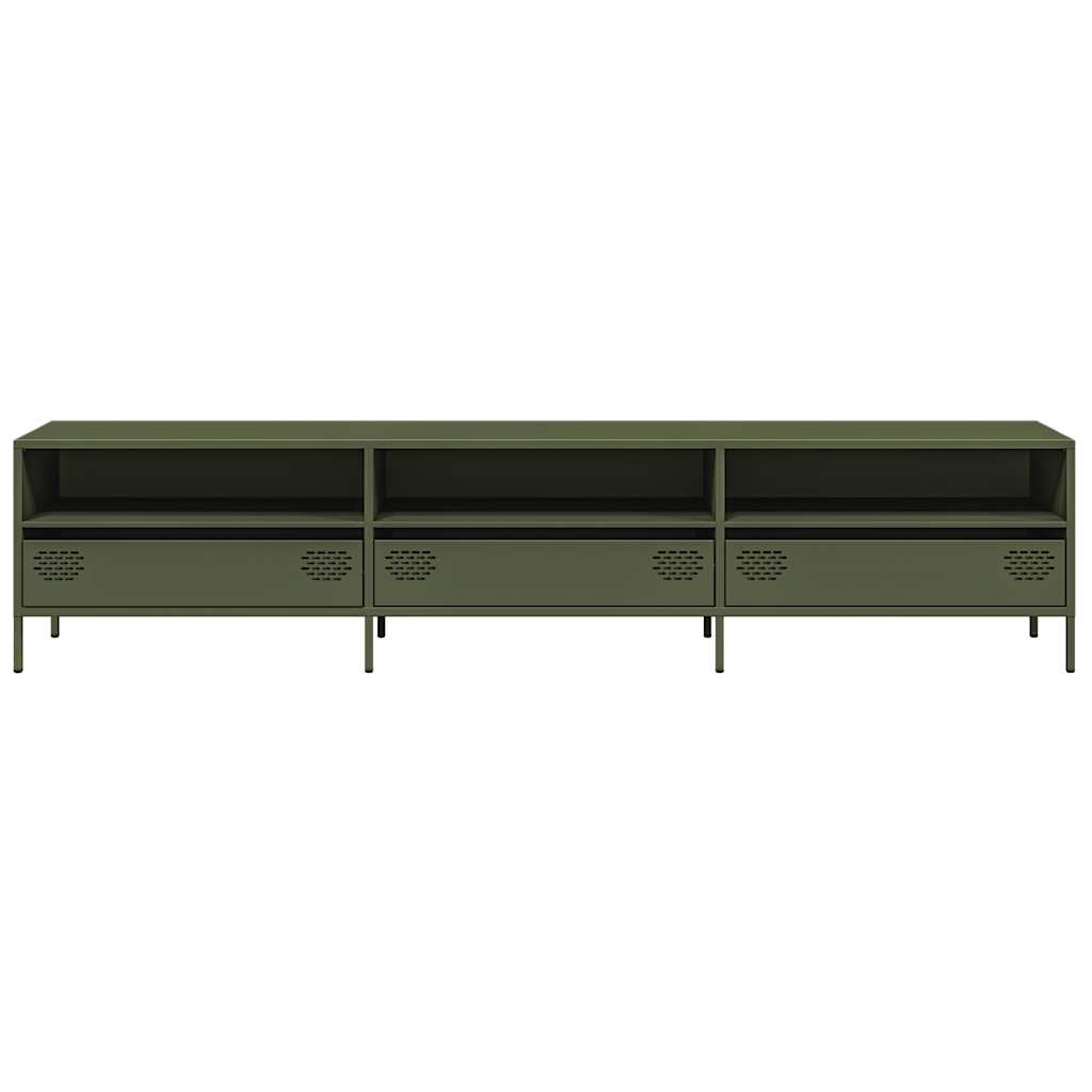 vidaXL Szafka RTV, oliwkowa, 202x39x43,5 cm, stal walcowana na zimno