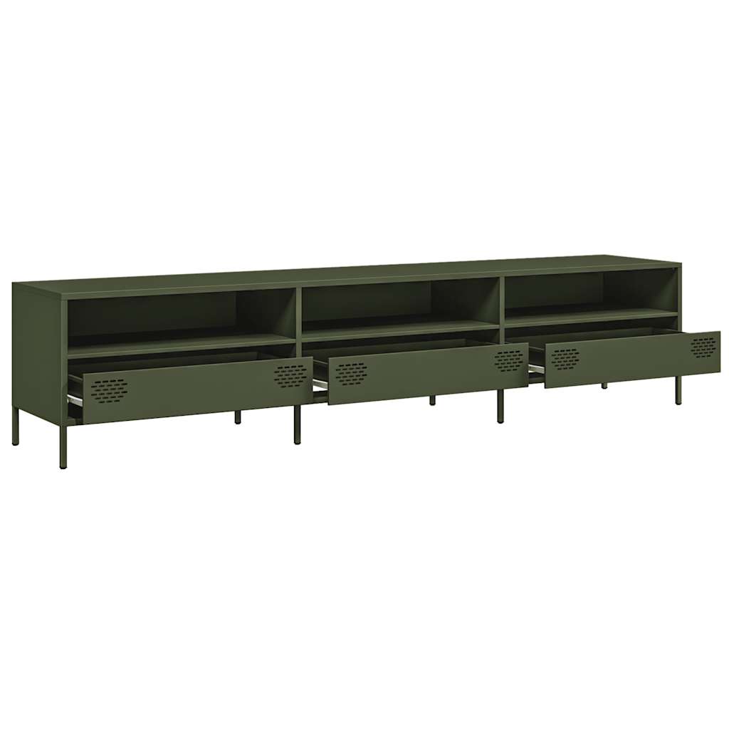 vidaXL Szafka RTV, oliwkowa, 202x39x43,5 cm, stal walcowana na zimno