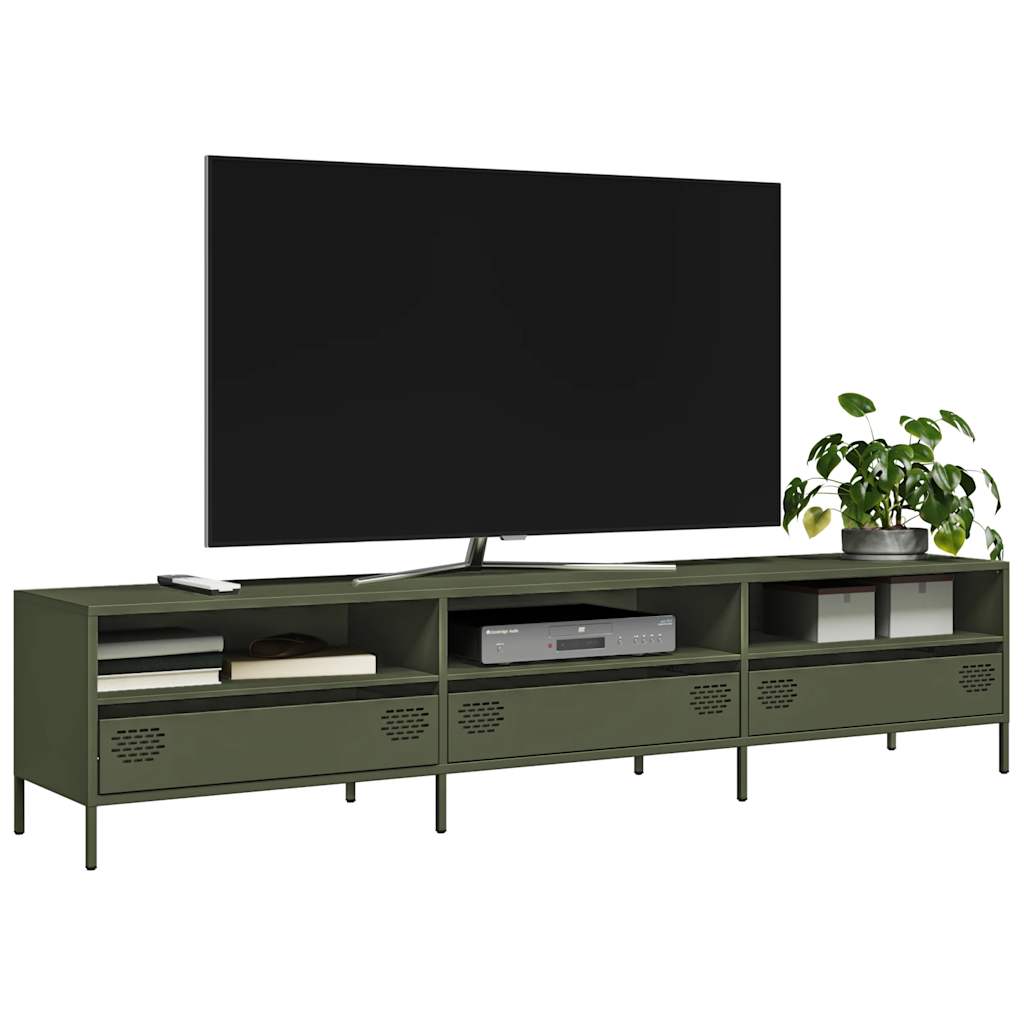 vidaXL Szafka RTV, oliwkowa, 202x39x43,5 cm, stal walcowana na zimno