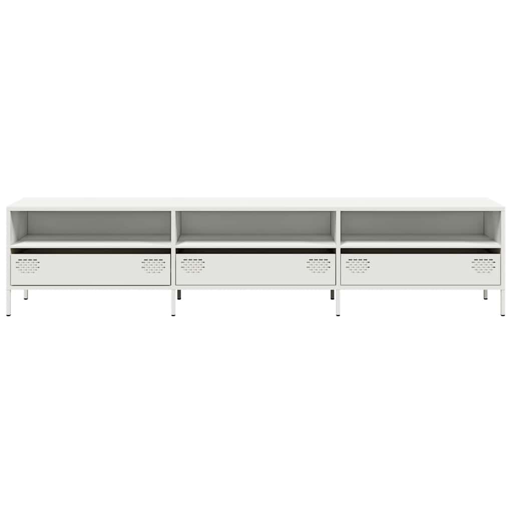 vidaXL Szafka RTV, biała, 202x39x43,5 cm, stal walcowana na zimno