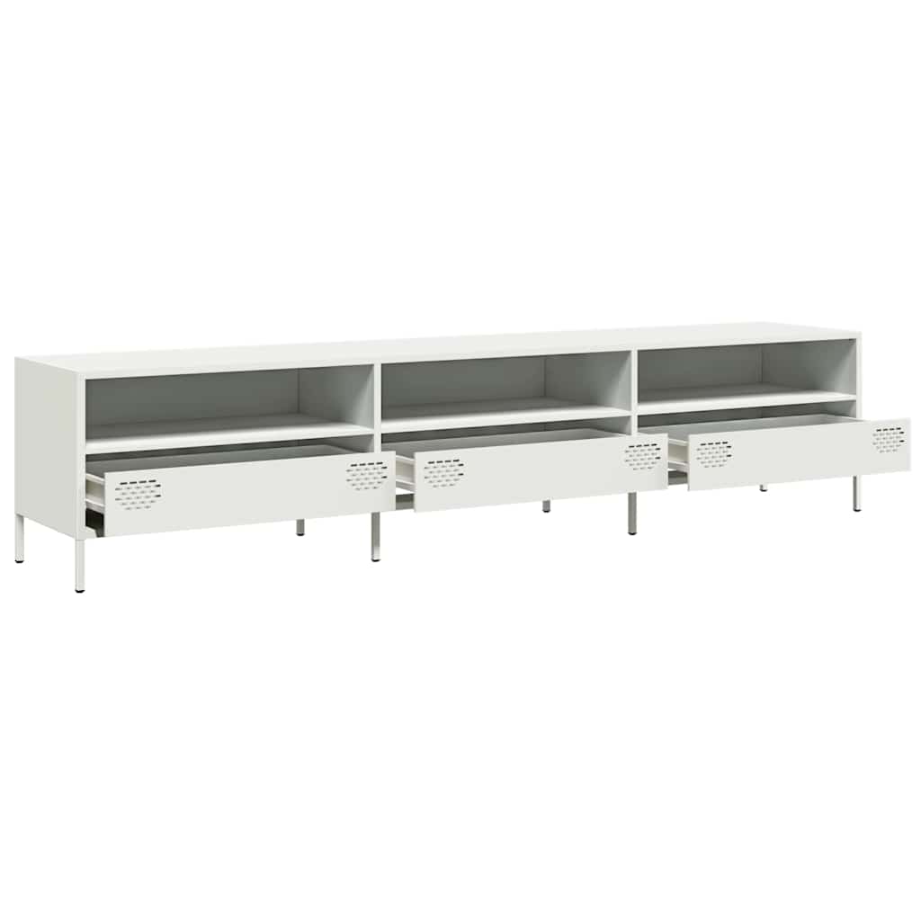 vidaXL Szafka RTV, biała, 202x39x43,5 cm, stal walcowana na zimno