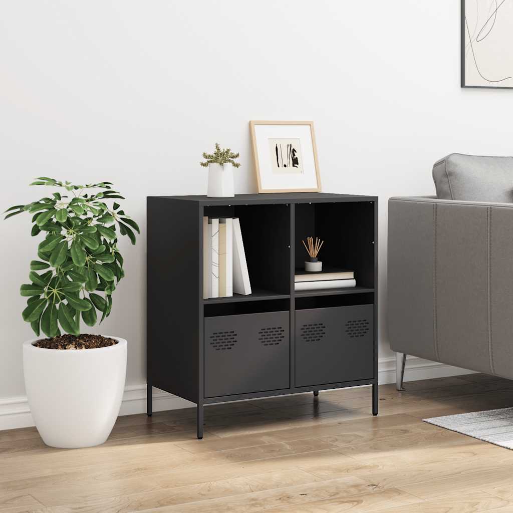 vidaXL Szafka, czarna, 68x39x73,5 cm, stal walcowana na zimno