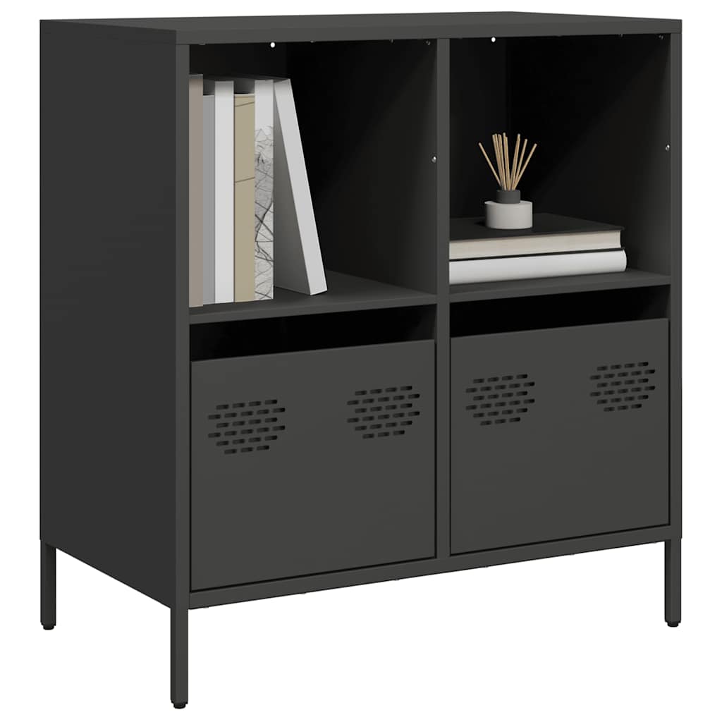 vidaXL Szafka, czarna, 68x39x73,5 cm, stal walcowana na zimno