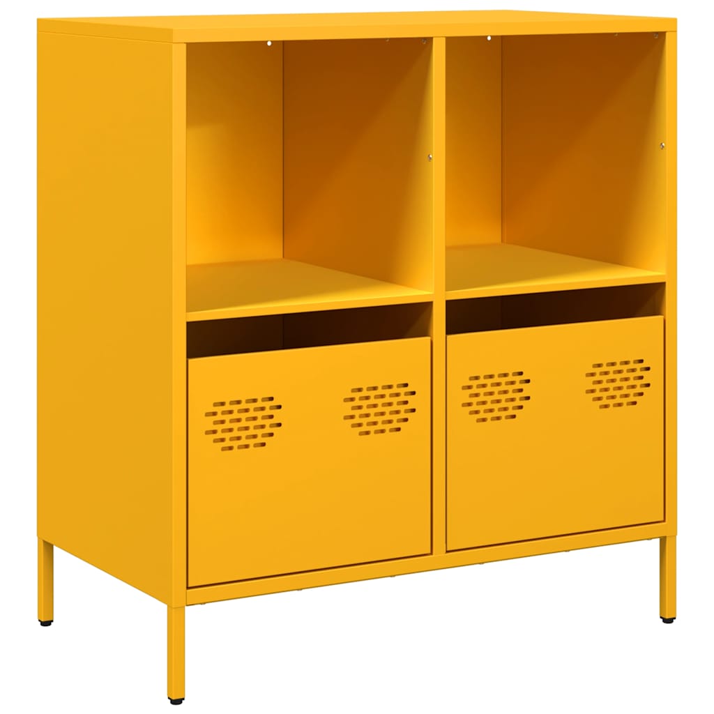 vidaXL Szafka, musztardowa, 68x39x73,5 cm, stal walcowana na zimno