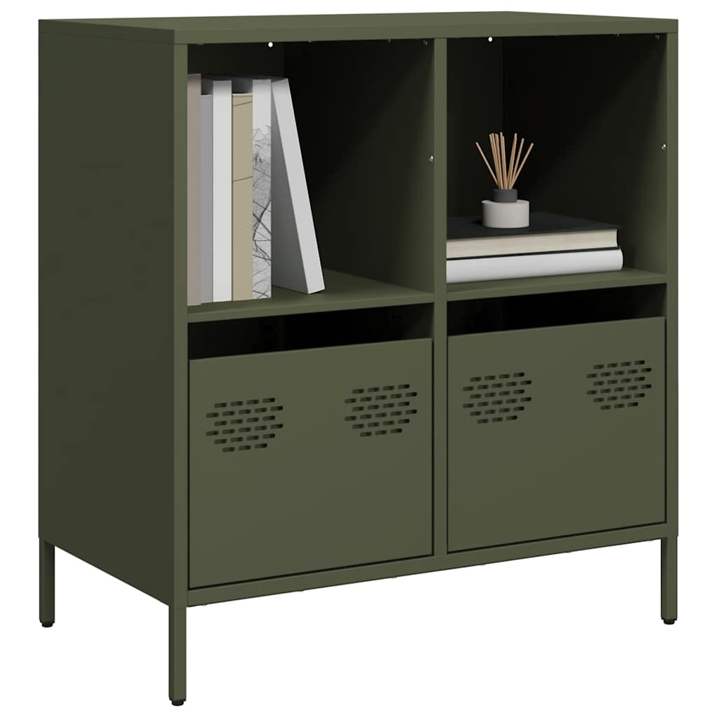 vidaXL Szafka, oliwkowa, 68x39x73,5 cm, stal walcowana na zimno