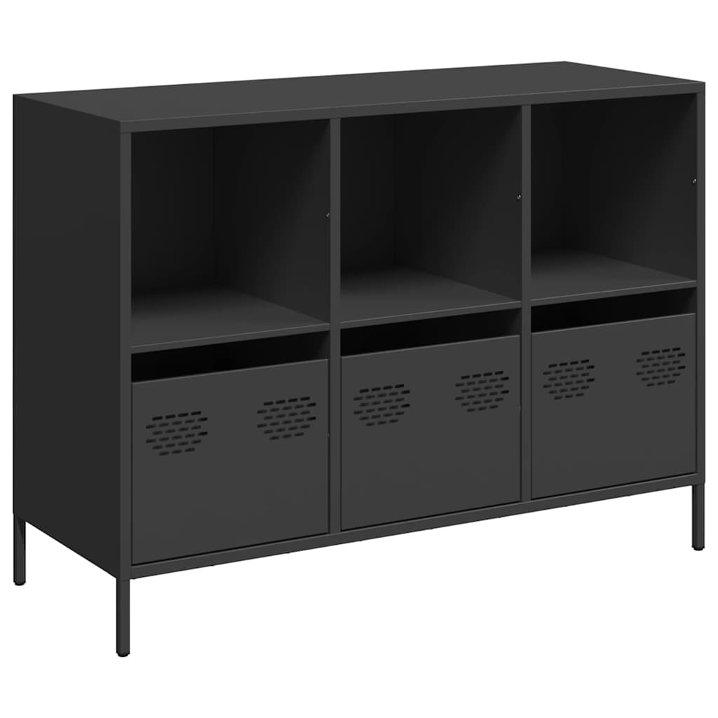 vidaXL Szafka, czarna, 101,5x39x73,5 cm, stal walcowana na zimno