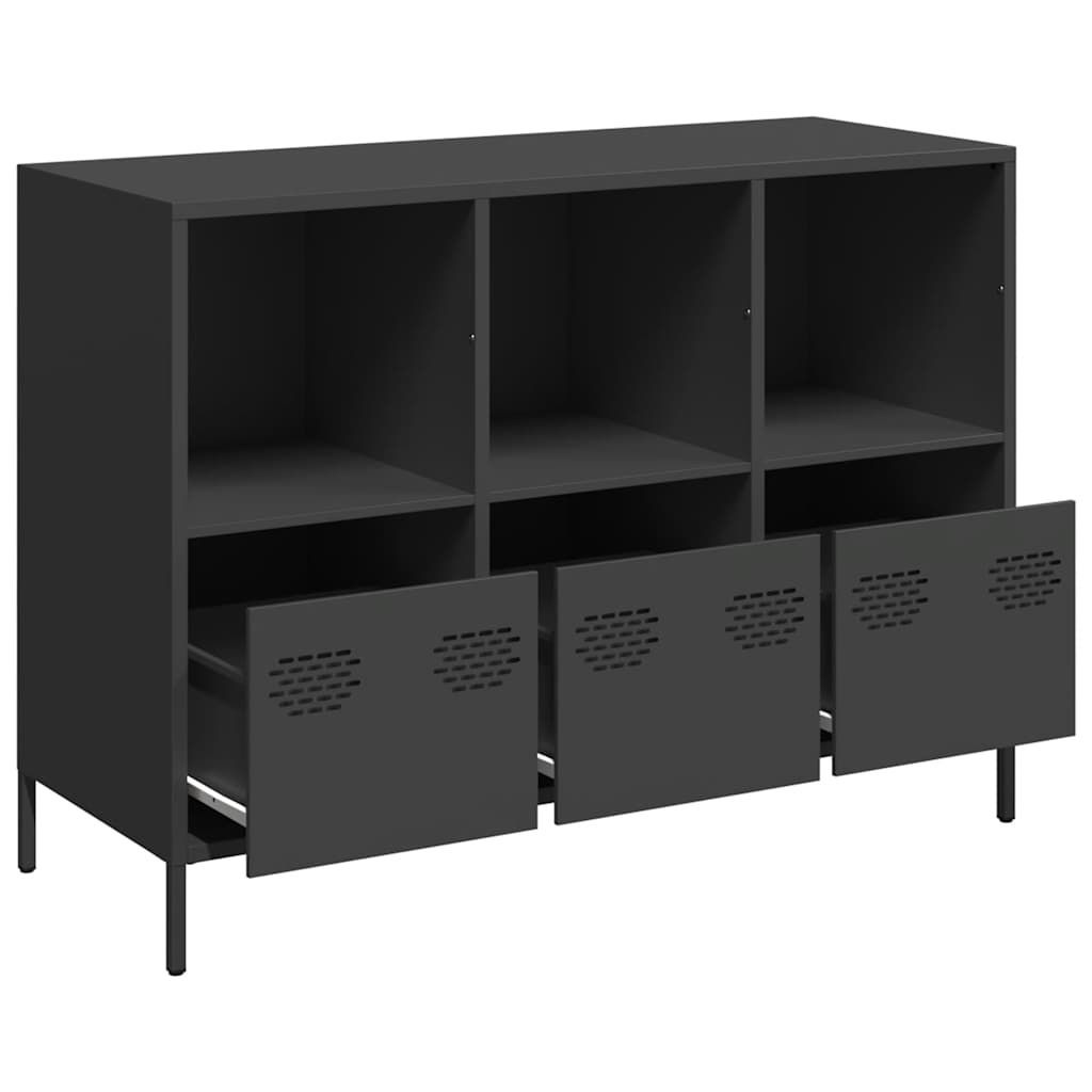 vidaXL Szafka, czarna, 101,5x39x73,5 cm, stal walcowana na zimno