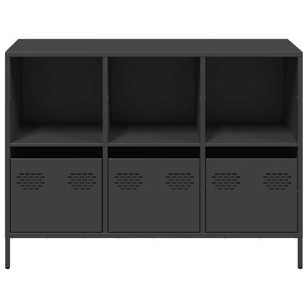 vidaXL Szafka, czarna, 101,5x39x73,5 cm, stal walcowana na zimno