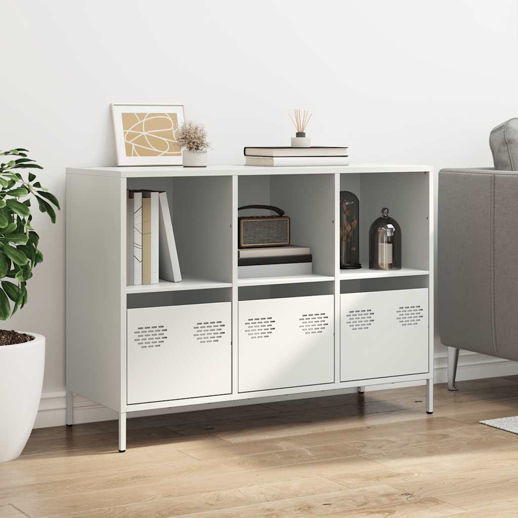 vidaXL Szafka, biała, 101,5x39x73,5 cm, stal walcowana na zimno