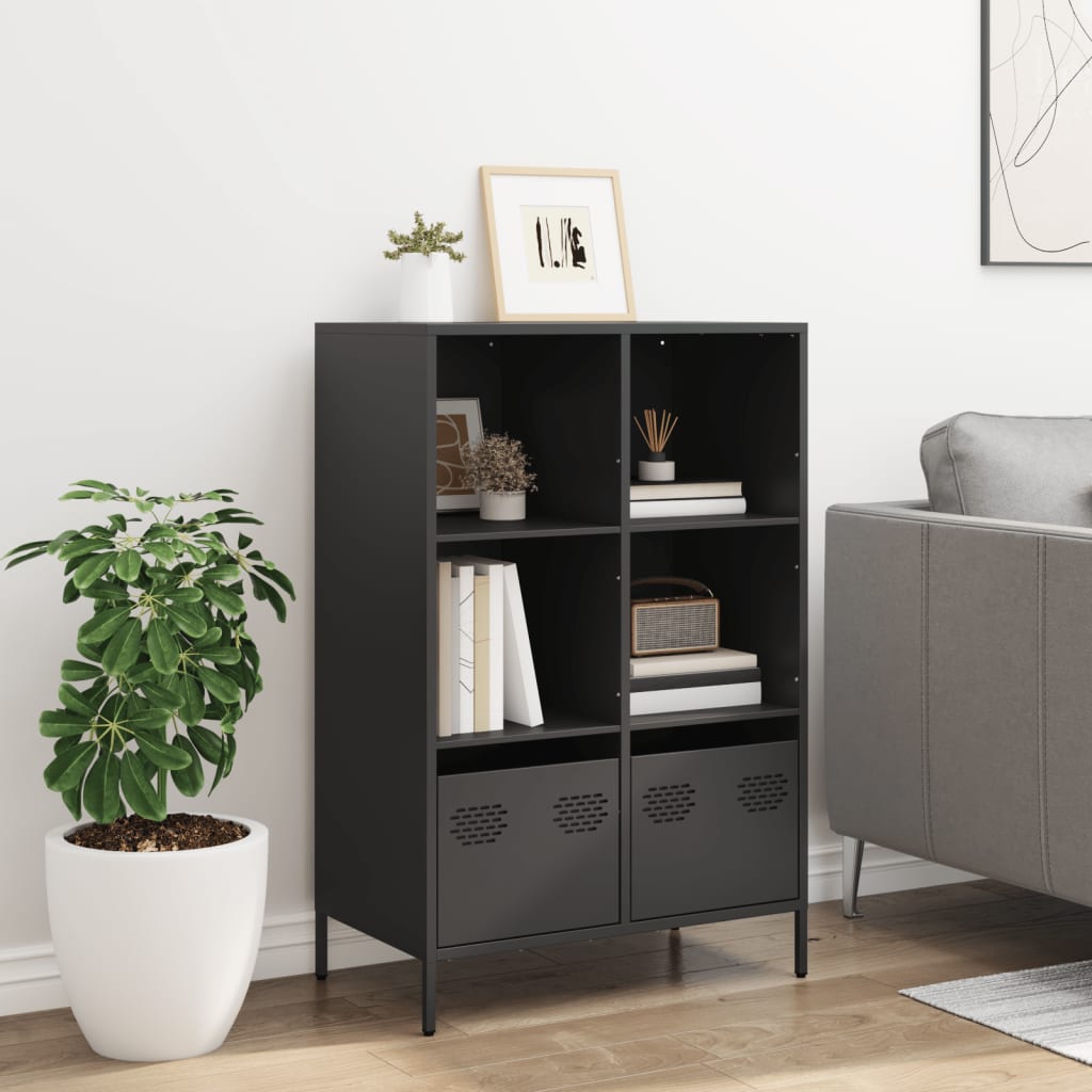 vidaXL Szafka, czarna, 68x39x103,5 cm, stal