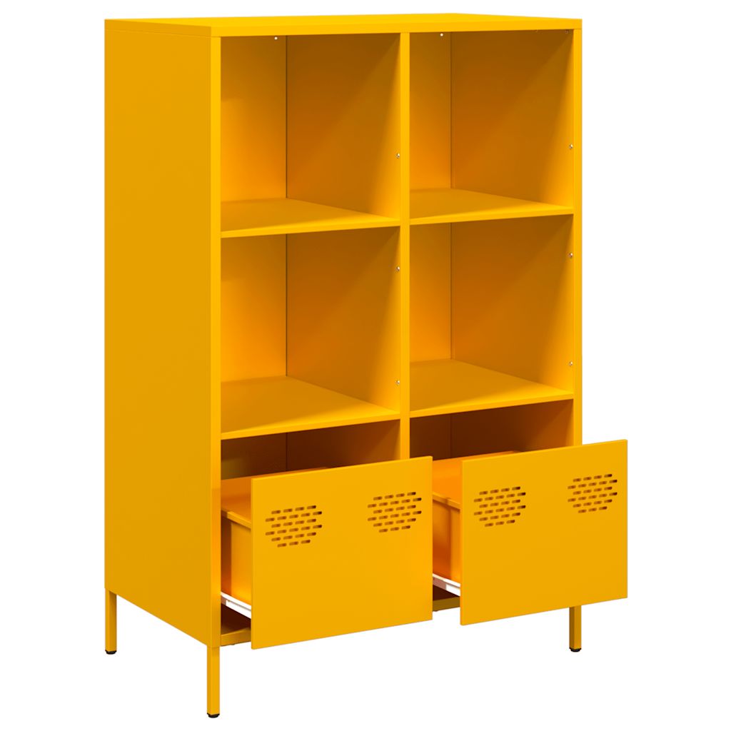 vidaXL Szafka, musztardowa, 68x39x103,5 cm, stal