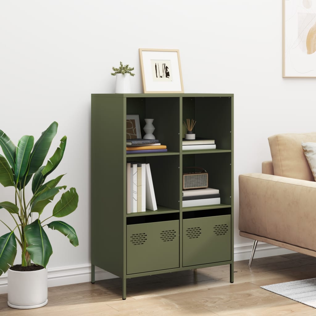 vidaXL Szafka, oliwkowa, 68x39x103,5 cm, stal