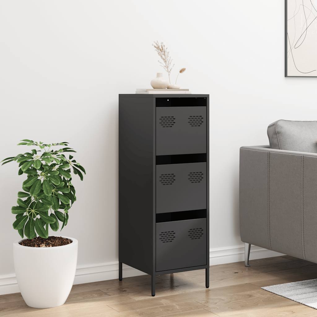 vidaXL Szafka, czarna, 39x35x103,5 cm, stal